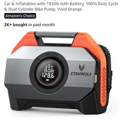 Etenwolf  Vortex S6 Tire Inflator Portable Air Compressor For Heavy Duty Vehicles Cordless Air Pump 