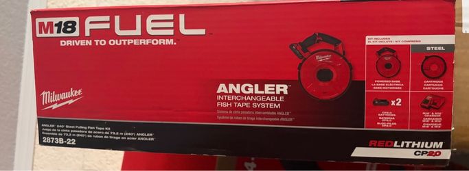 Milwaukee Angler Kit - M18 FUEL 18V Lithium-Ion Brushless Cordless Angler 240 ft. Steel Pulling Fish Tape Kit W/ (2) 2.0Ah Batteries