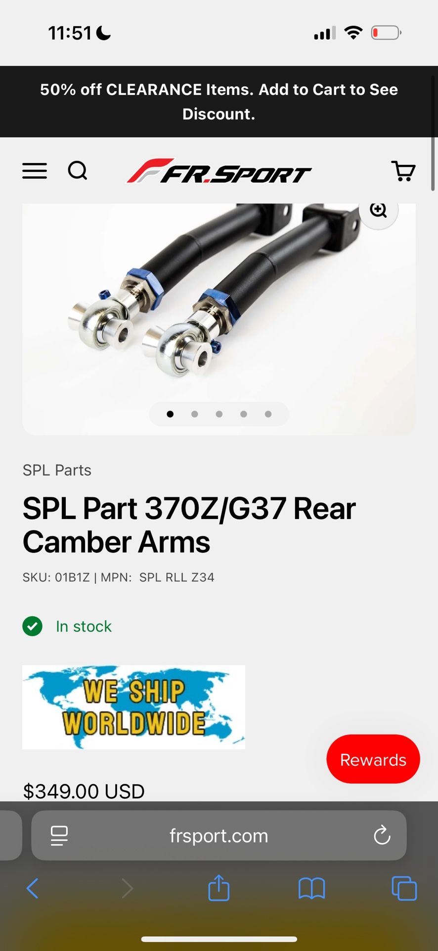 SPL Titanium Rear Camber Arms for 370z/G37 & 350z/G35 Pair Black