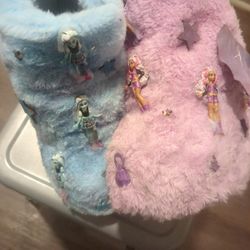 Pink And Light Blue Galactic Fluffy Barbie Custom Made Boots