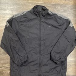 Vintage Y2k Nike Full Zip Black Windbreaker Jacket Mens Size M Gray Tag 