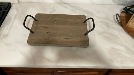 Wooden Tray W/iron Handles