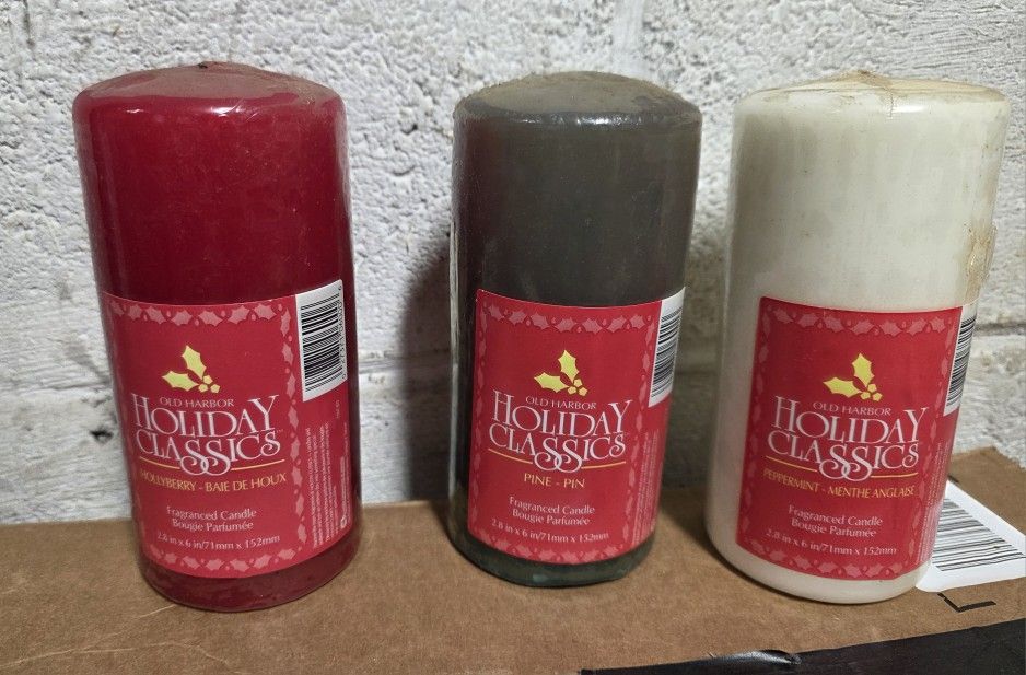 NEW STILL WRAPPED SIX INCH TALL SCENTED CANDLES 