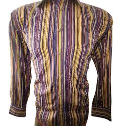 ROBERT GRAHAM MULTI COLORS STRIPES BUTTON DOWN CASUAL SHIRT MAN SZ M

