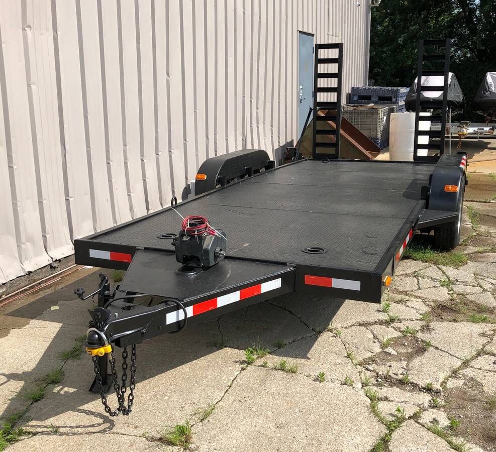 17ft Heavy Duty Flat Bed Trailer Car hauler w Electric Winch