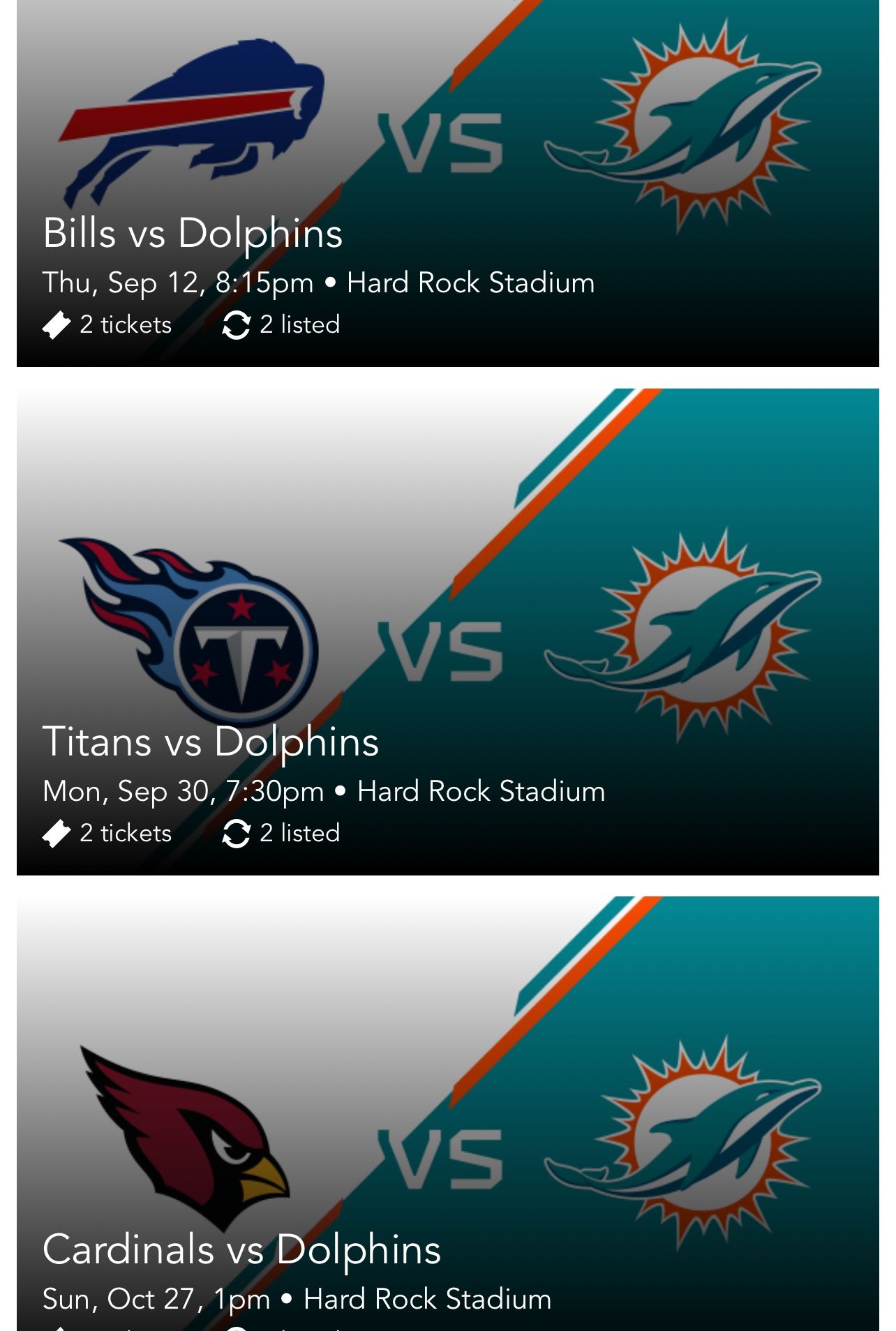 Club Level Miami Dolphins Tickets Whole Season Available 