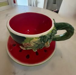 Watermelon Ceramic Cup and Saucer Set