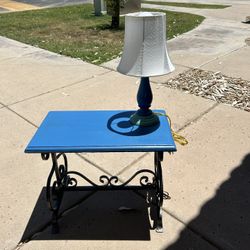 Beautiful Refinished Small Table And matching Lamp 