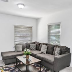 Brown Sectional Sofa With Pillows