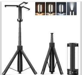 15000mAh Rechargeable Camping Light with Stand, Portable LED Work Light 2500 Lumens Dimmable, IP65 Waterproof, Magnetic Base & Hanging Hook, 75” Adjus