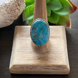 Handcrafted Genuine Natural Turquoise Sterling Silver Ring Sz 9