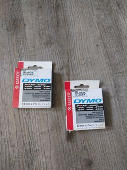 DYMO 45010 Label Tape Cassette (Black on Clear) For Sale (Set of 2)