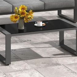 Outdoor Patio / Porch Coffee Conversation Glass Aluminum Table