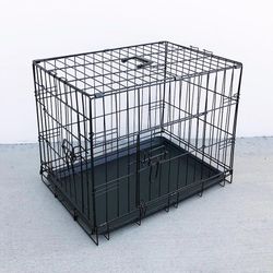 New In Box $30 Double Door 24” Dog Crate Cage Folding Metal Kennel, Plastic Tray 24x17x19 Inches 