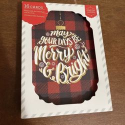 16 Christmas cards with envelopes “May your days be Merry & Bright” New 