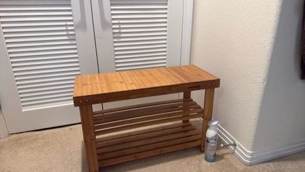 Bamboo Shoe Rack Bench with Storage Shelves