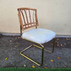 Vintage Rattan and Gold Cantilever Chair