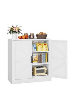 White Farmhouse White Metal Cabinet NEW!