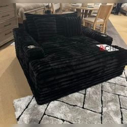 Corduroy Oversized Sofa Chaise Lounge Chair with Cupholders and USB Charging Port 