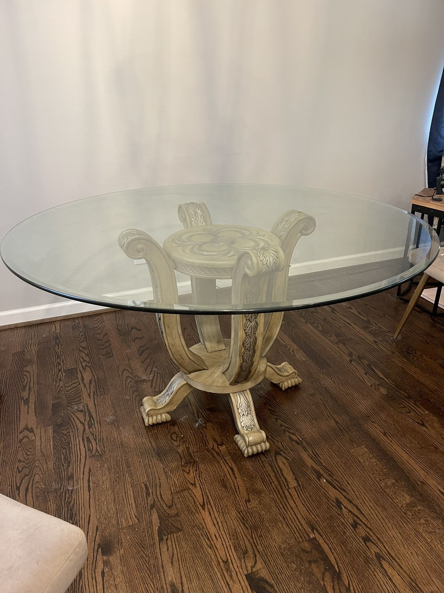 Glass Top Dining Table 53” Diameter