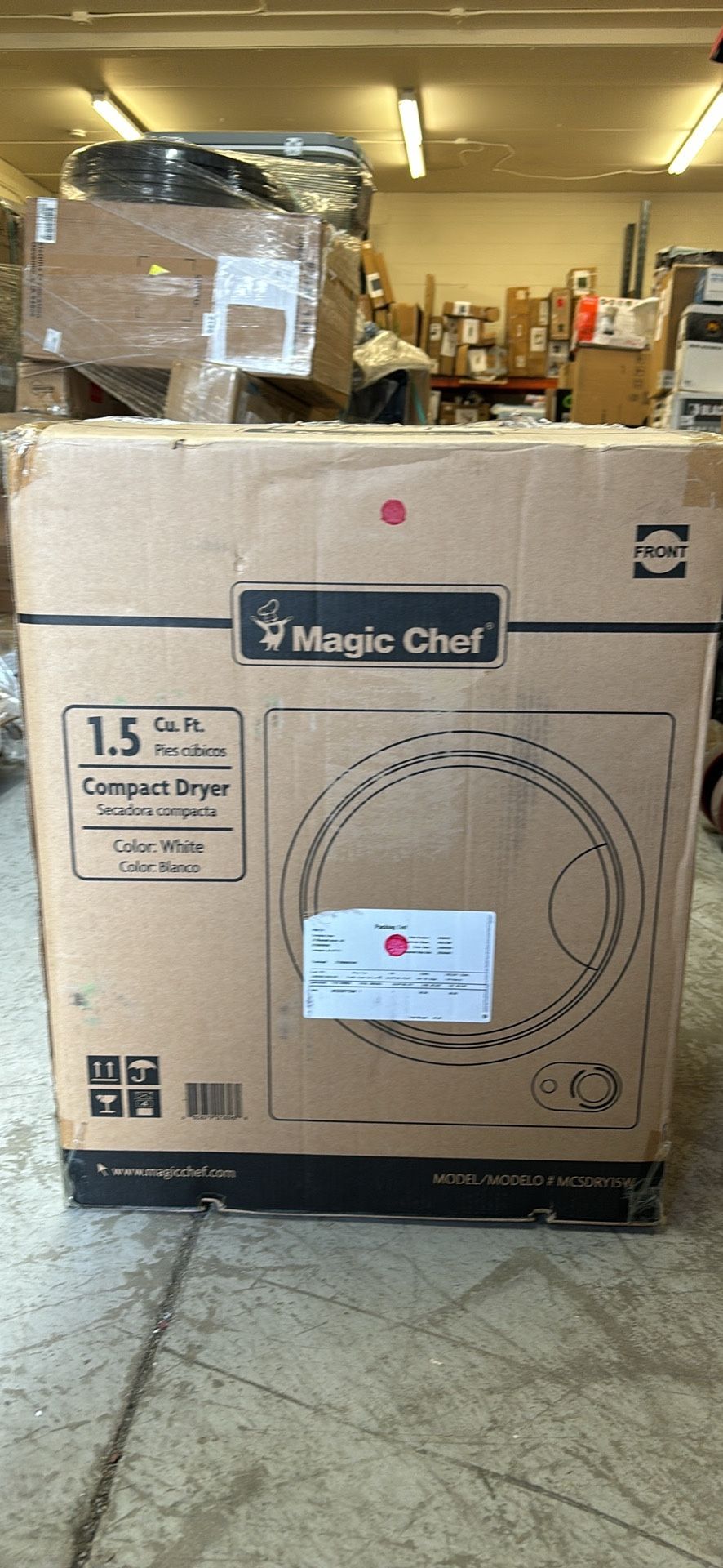 Magic Chef 1.5 Cu. ft. Compact Electric Dryer, White, 19.5 in L x 23.8 in H x 16.1 in D