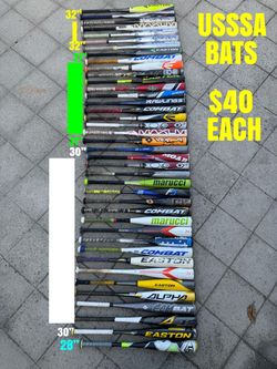 Baseball Bats USSSA Certified sizes are labeled in the pictures have more equipment available