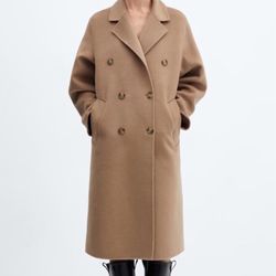 New Mango Wool Blend Oversized Coat Size M