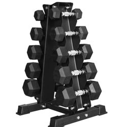 New-Dumbbells with a rack, 150 lbs (Pairs of 5-25 lb)