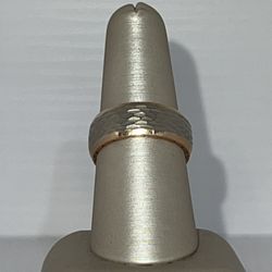 Two Tone Hammer Style Wedding Ring 