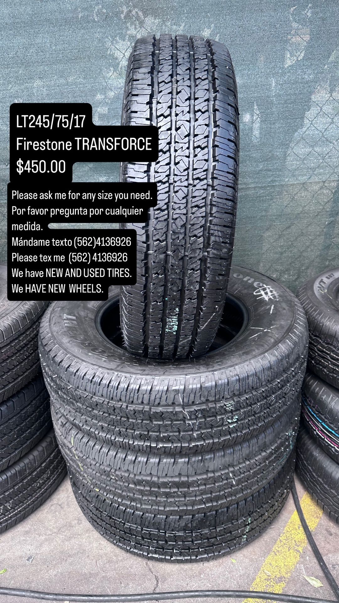 Lt245/75/17 FIRESTONE TRANSFORCE Semi New All Four 98 Tread Life