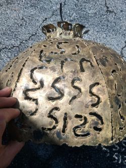Tom Tom Greene for Feldman Mid Century Brass Brutalist Swag Hanging Light