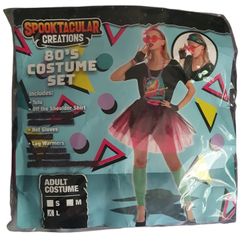 80s Cstume Set  Woman's Halloween Costume (Size Large) *TuTu Skirt  *Shirt *Gloves *Leg Warmers 