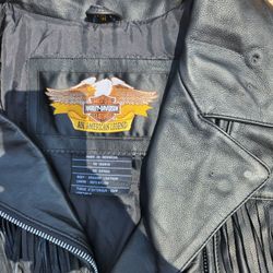 Womens HARLEY DAVIDSON LEATHER FRINGE JACKET SIZE:2XL