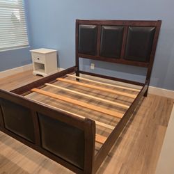 Wood and leather bed frame 