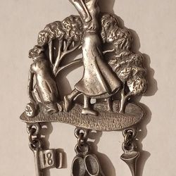 L.C.D. Woman Golfing Brooch Golf Jewelry Pewter Lapel Hat Pin Pinback Vintage Collectible A-1
