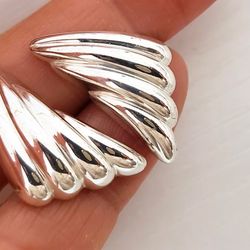 Authentic Christian Dior 925 Sterling Silver Germany Angel Wing Stud Earrings 