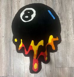 8 Ball Drip Flame Tufted Rug