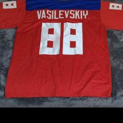 Autographed/Signed Andrei Vasilevskiy Team Russia Red Olympics Jersey JSA COA
