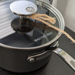 Mauviel M'Stone 1830 Sauce Pan W/Glass Lid, Cast Stainless Steel Handle 1,8 Quart 
