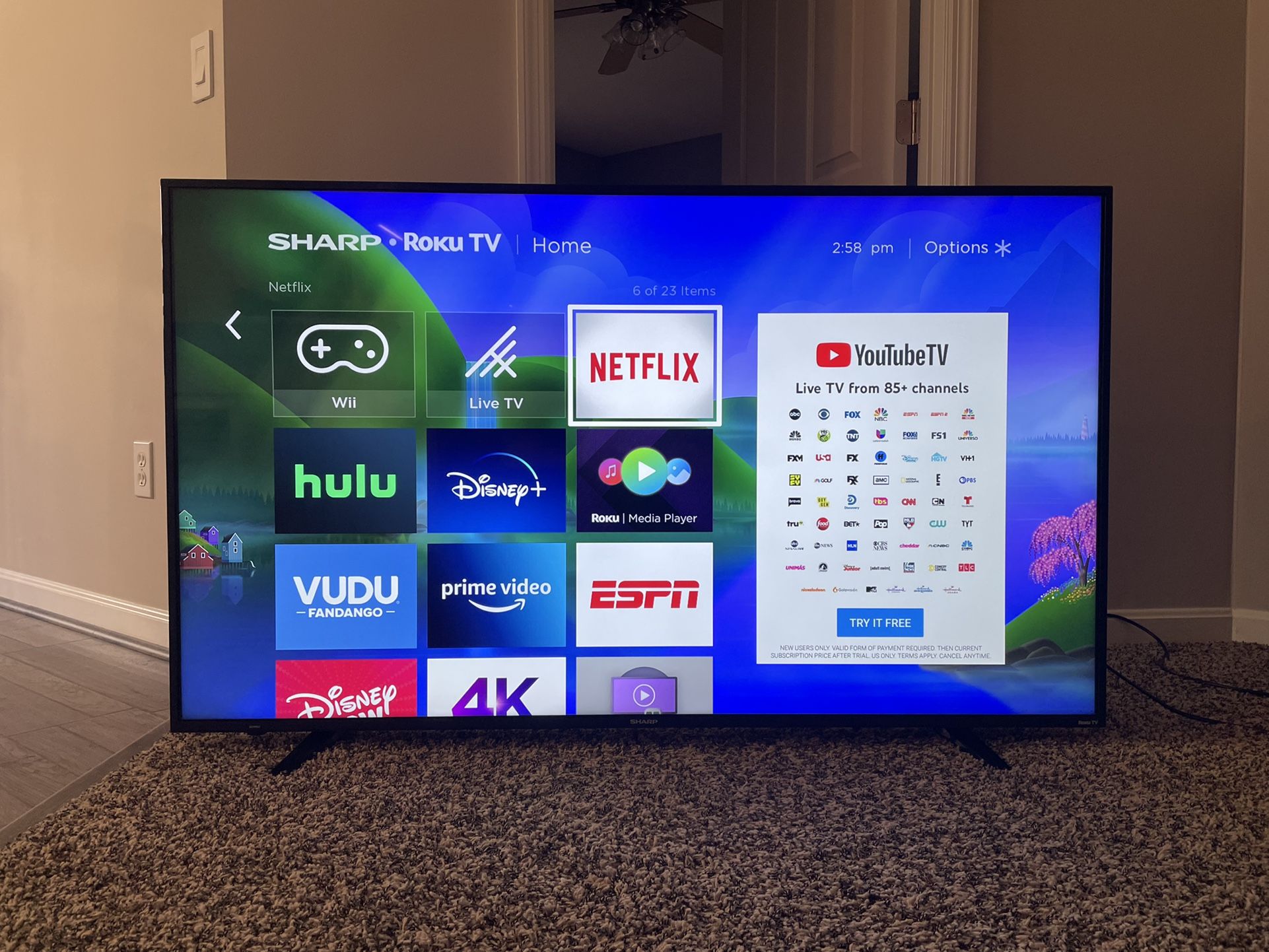 Sharp - 58" Class - LED - 2160p - Smart - 4K UHD TV with HDR - Roku Tv