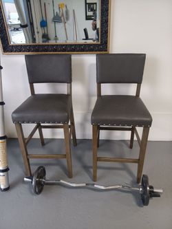 2 leather barstools