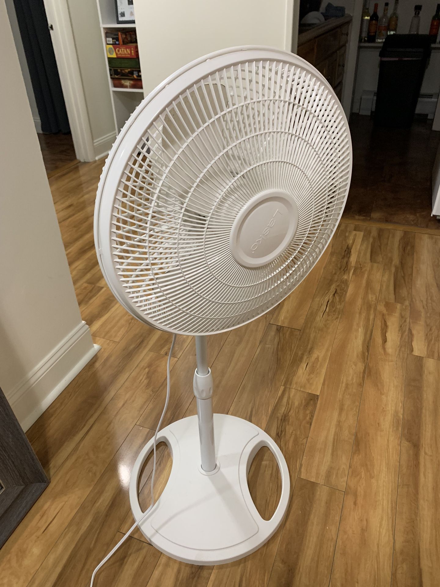 Lasko 16" Oscillating 3-Speed Pedestal Fan with Adjustable Height, 47" H, White, S16200