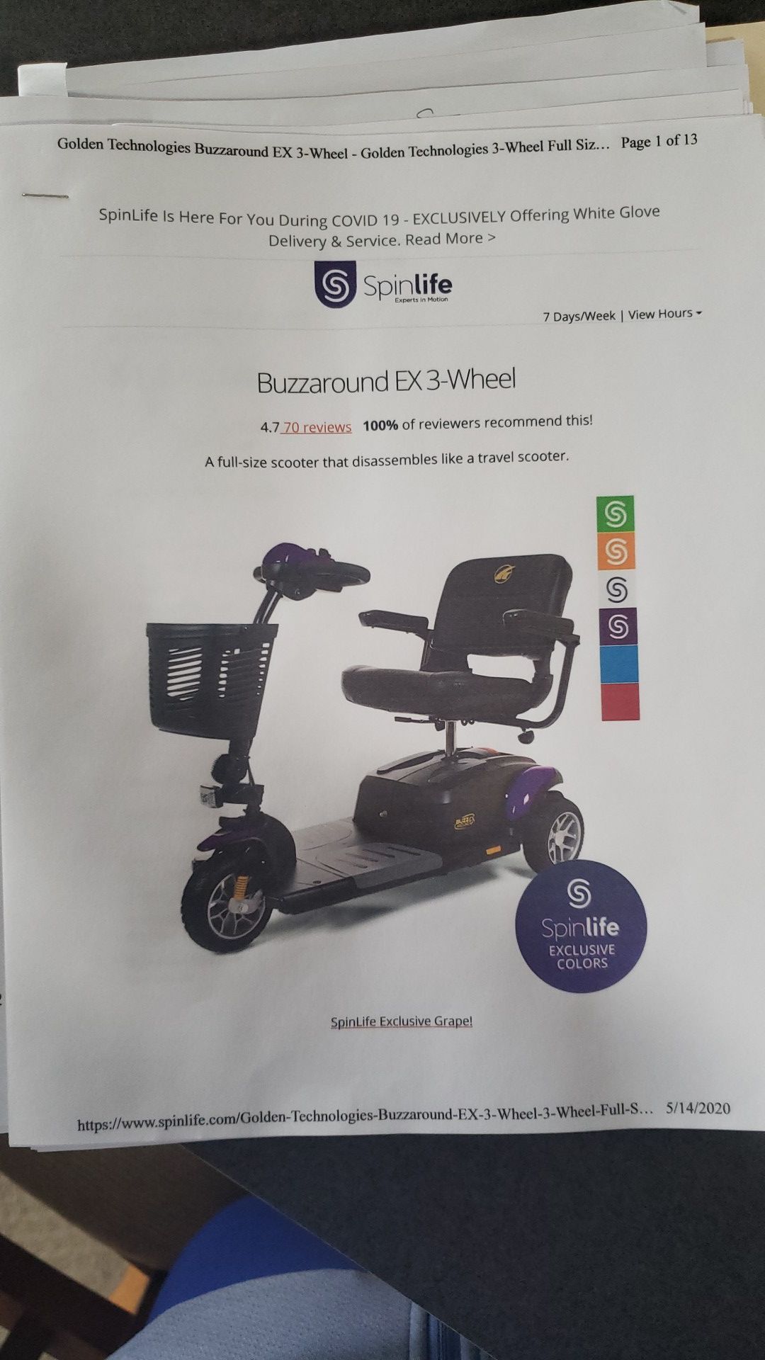 Buzz Around EX 3 wheel scooter