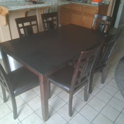 6 Chairs Wood Dining 