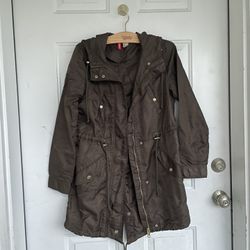 H&M Womens Jacket Olive Green Loghtweight Zip Up Jacket Military Style Coat sz 6