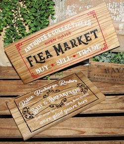 NEW French Country Farmhouse FLEA MARKET * BED & BREAKFAST Wall Decor Sign Bundle