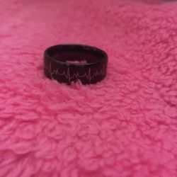 Black heartbeat Stainless Steel size 10 band ring
