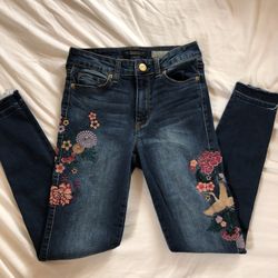 High waisted printed jeans