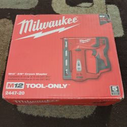 Milwaukee - 2447-20 - M12 Cordless 3/8 in. Crown Stapler - Tool-Only - NEW