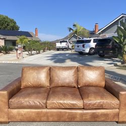 Restoration Hardware Maxwell 7ft Leather Distressed Sofa LIKE NEW 